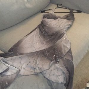 Glittery silver prom dress